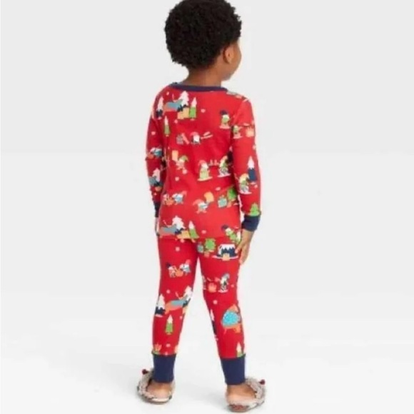 WONDERSHOP Kids Holiday Gnomes Print Long Sleeve Pajama Set. - Picture 2 of 7
